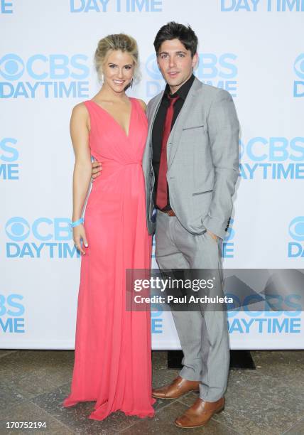 Actors Linsey Godfrey and Robert Adamson attend the 40th Annual Daytime Emmy Awards after party at The Beverly Hilton Hotel on June 16, 2013 in...