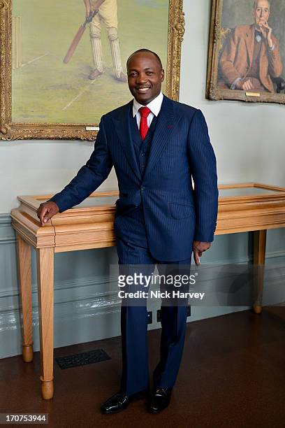 Brian Lara attends the Savile Row & St James's Presentation during the London Collections: MEN SS14 at Lord's Cricket Ground on June 17, 2013 in...