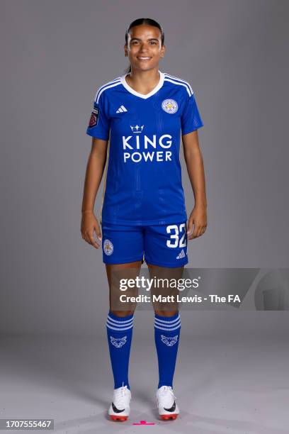 Ava Baker of Leicester City poses during the Super League Headshots 2023/24 portrait session on September 8, 2023 in Leicester, England.