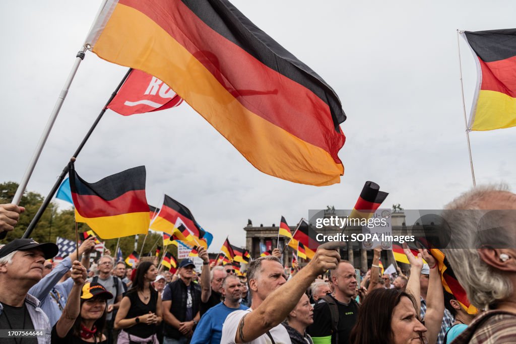 Supporters of the far right party AfD (Alternative for...