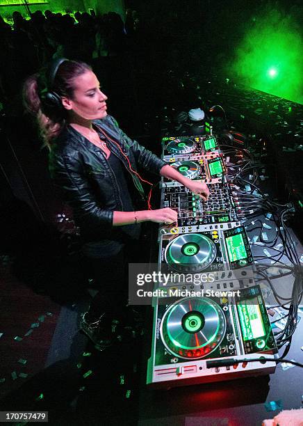 Eva Shaw aka DJ Bambi spins at Hakkasan Las Vegas Restaurant and Nightclub at the MGM Grand Hotel/Casino on June 16, 2013 in Las Vegas, Nevada.