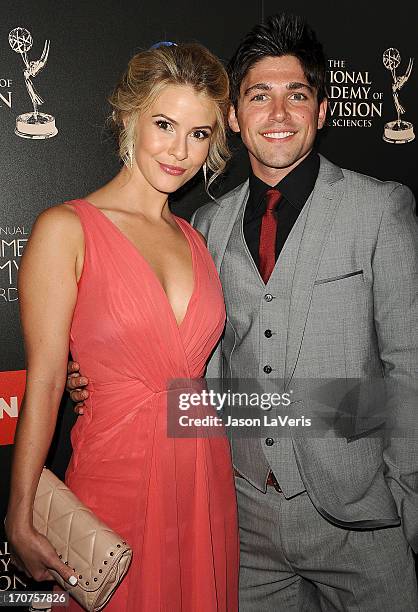 Actress Linsey Godfrey and actor Robert Adamson attend the 40th annual Daytime Emmy Awards at The Beverly Hilton Hotel on June 16, 2013 in Beverly...