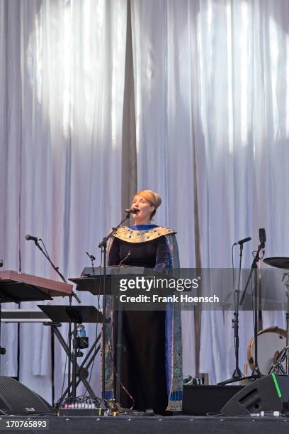 Singer Lisa Gerrard of Dead Can Dance performs live during a concert at the Zitadelle Spandau on June 17, 2013 in Berlin, Germany.