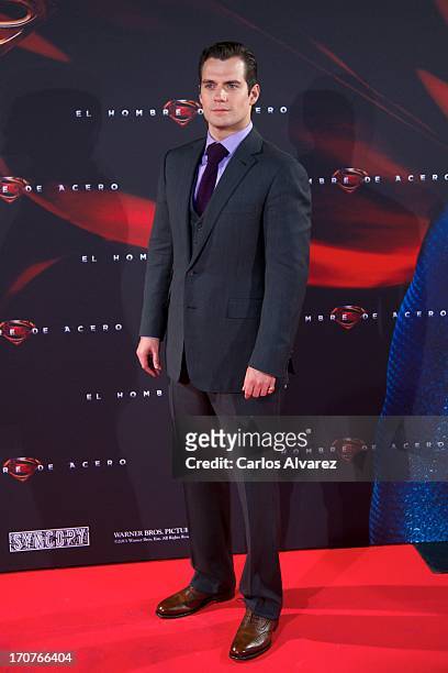 Actor Herny Cavill attends the "Man of Steel" premiere at the Capitol cinema on June 17, 2013 in Madrid, Spain.