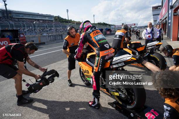 Alonso Lopez of Spain and SpeedUp Racing starts from box during the MotoGP of Japan - Previews at Twin Ring Motegi on September 28, 2023 in Motegi,...