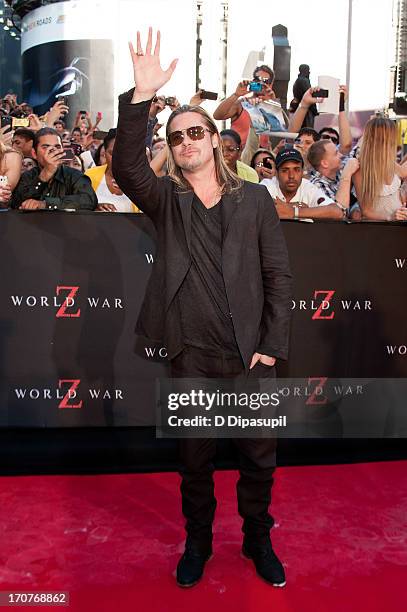 Brad Pitt attends the "World War Z" New York Premiere on June 17, 2013 in New York City.