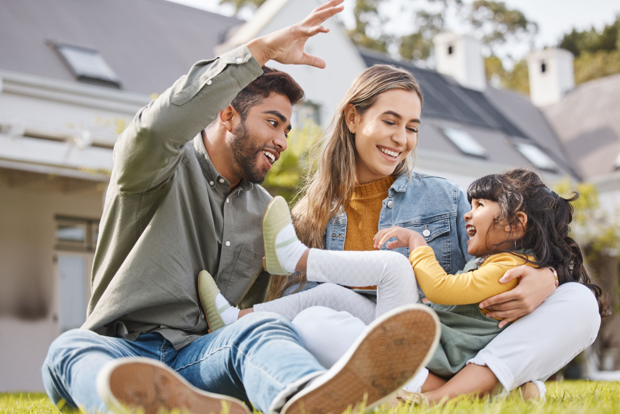 family enjoying lawn