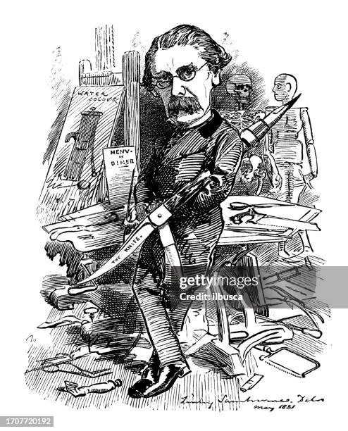 british satire caricature comic cartoon illustration - working class portrait stock illustrations