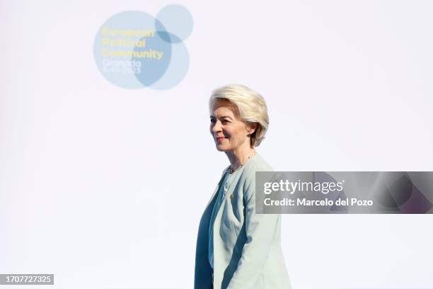 Commission President Ursula von der Leyen arrives for the Third Meeting Of The European Political Community on October 5, 2023 in Granada, Spain....