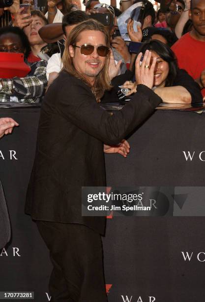 Actor/producer Brad Pitt attends "World War Z" New York Premiere on June 17, 2013 in New York City.