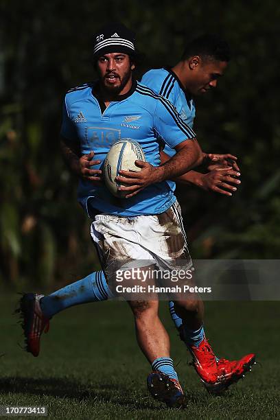 Rene Ranger of the All Blacks runs through drills during a training session at Yarrow Stadium on June 18, 2013 in New Plymouth, New Zealand.