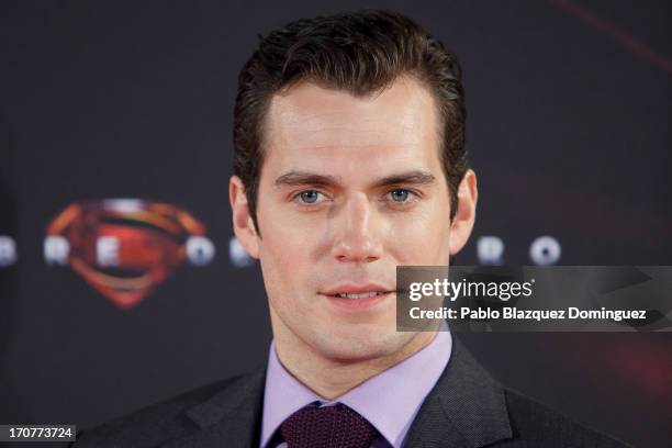 Actor Henry Cavill attends the 'Man of Steel' premiere at the Capitol cinema on June 17, 2013 in Madrid, Spain.