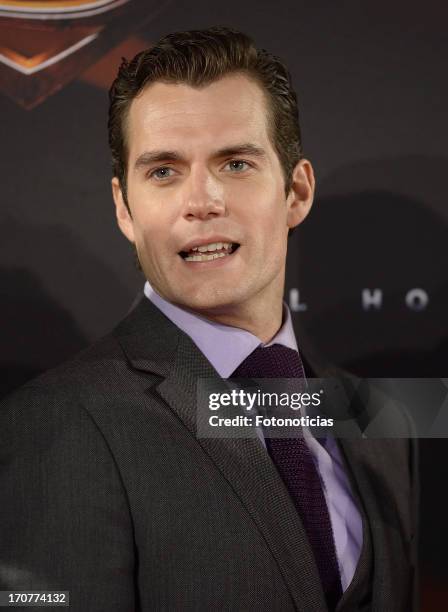 Henry Cavill attends the premiere of ' Man of Steel' at Capitol Cinema on June 17, 2013 in Madrid, Spain.