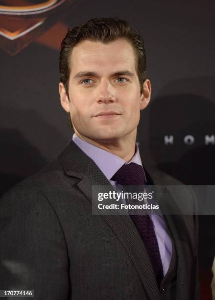 Henry Cavill attends the premiere of ' Man of Steel' at Capitol Cinema on June 17, 2013 in Madrid, Spain.