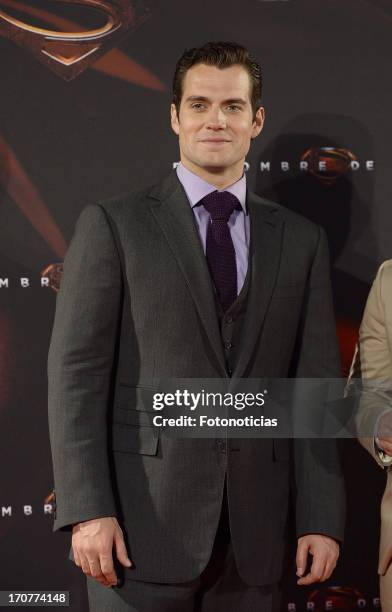 Henry Cavill attends the premiere of ' Man of Steel' at Capitol Cinema on June 17, 2013 in Madrid, Spain.