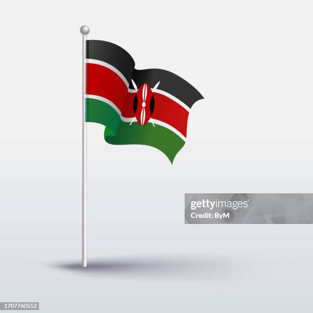 schwenkende flagge von kenia - kenyan flag stock-grafiken, -clipart, -cartoons und -symbole