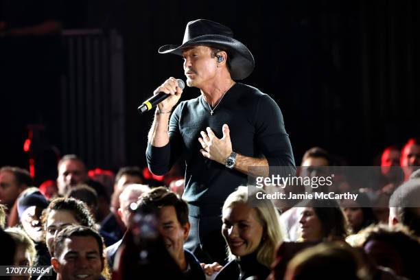 Tim McGraw performs onstage during City Parks Foundation 2023 Dinner & Concert Benefit at Central Park SummerStage on September 28, 2023 in New York...
