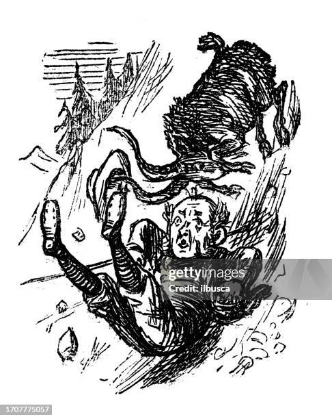 british satire caricature comic cartoon illustration - animals attacking stock illustrations