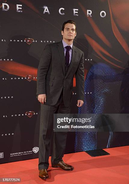 Henry Cavill attends the premiere of ' Man of Steel' at Capitol Cinema on June 17, 2013 in Madrid, Spain.