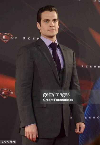 Henry Cavill attends the premiere of ' Man of Steel' at Capitol Cinema on June 17, 2013 in Madrid, Spain.