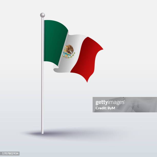 ilustrações de stock, clip art, desenhos animados e ícones de waving flag of mexico - haste de bandeira