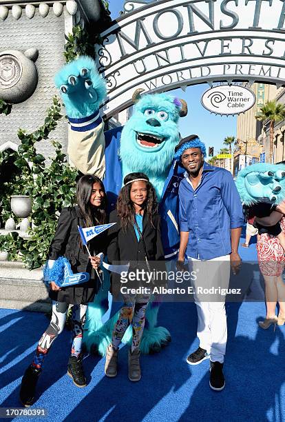 Actor Wayne Brady , daughter Maile Masako Brady and guest attend The World Premiere & Tailgate Party for Disney-Pixar's "Monsters University" at the...