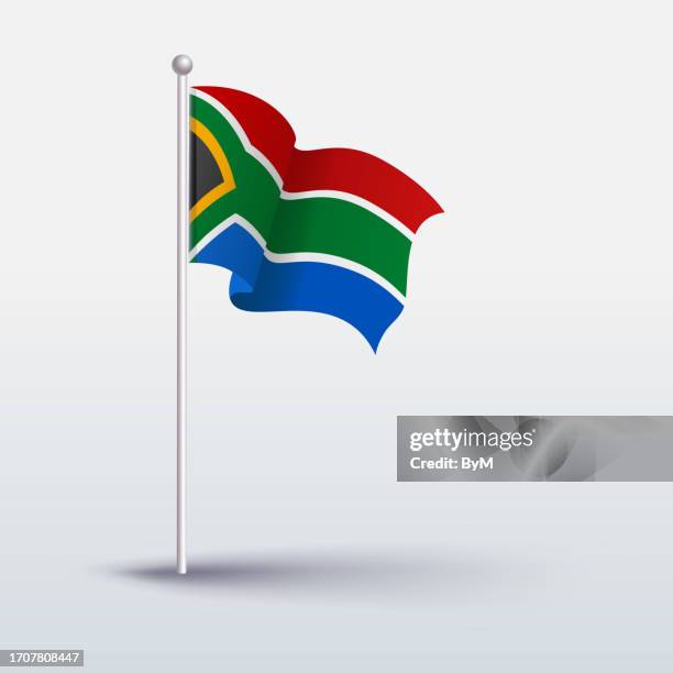 ilustrações de stock, clip art, desenhos animados e ícones de waving flag of south africa - white flag