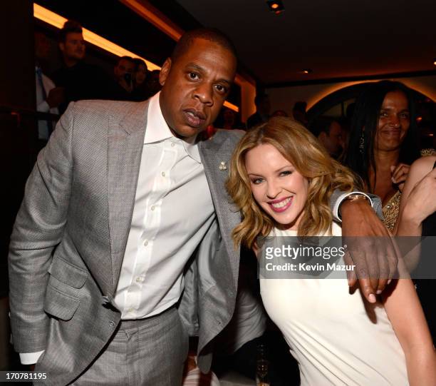 Jay-Z and Kylie Minogue attend The 40/40 Club 10 Year Anniversary Party at 40 / 40 Club on June 17, 2013 in New York City.