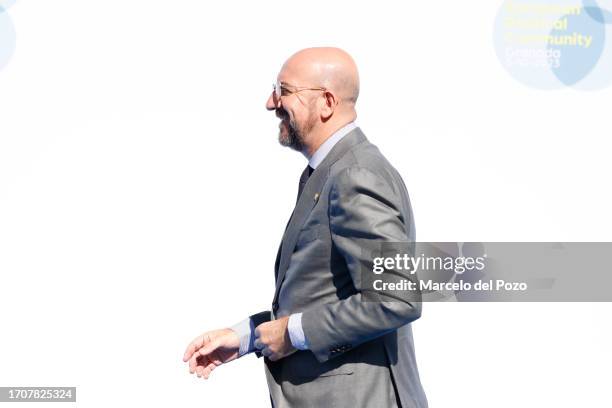 European Council President Charles Michel arrives for the Third Meeting Of The European Political Community on October 5, 2023 in Granada, Spain....