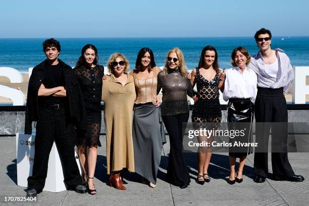 Javier Ambrossi, Ana Rujas, Carmen Machi, Macarena Garcia, Cecila Roth, Amaia Romero, Lola Dueñas and Javier Calvo attend the "La Mesias" photocall...