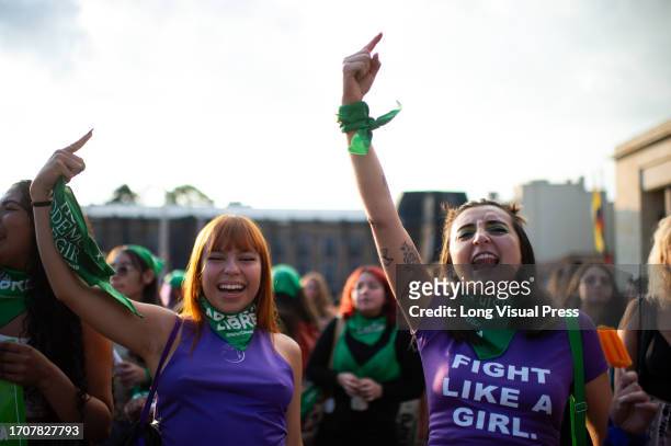 Women take part during the International Safe Abortion Day in Bogota, Colombia, on September 28, 2023. Colombia's constitutional court decriminalized...
