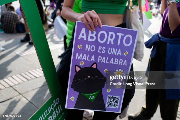 Women take part during the International Safe Abortion Day in Bogota, Colombia, on September 28, 2023. Colombia's constitutional court decriminalized...