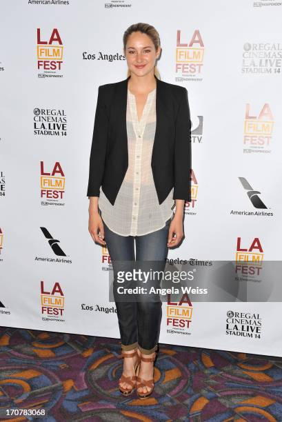 Actress Shailene Woodley arrives at the premiere of A24's "The Spectacular Now" during the 2013 Los Angeles Film Festival at Regal Cinemas L.A. Live...