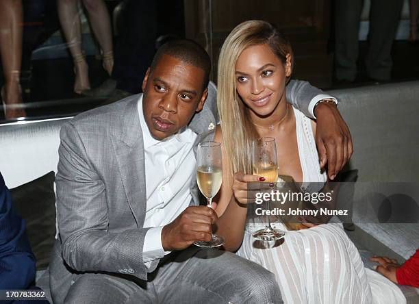 Jay-Z and Beyonce attend The 40/40 Club 10 Year Anniversary Party at 40 / 40 Club on June 17, 2013 in New York City.