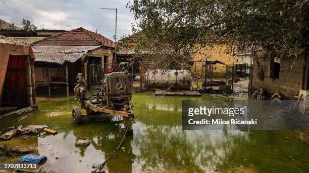 View of Vlachos village which had disappeared beneath floodwaters as impact of storm Daniel on September 26, 2023 in Vlochos, Trikala region, Greece....