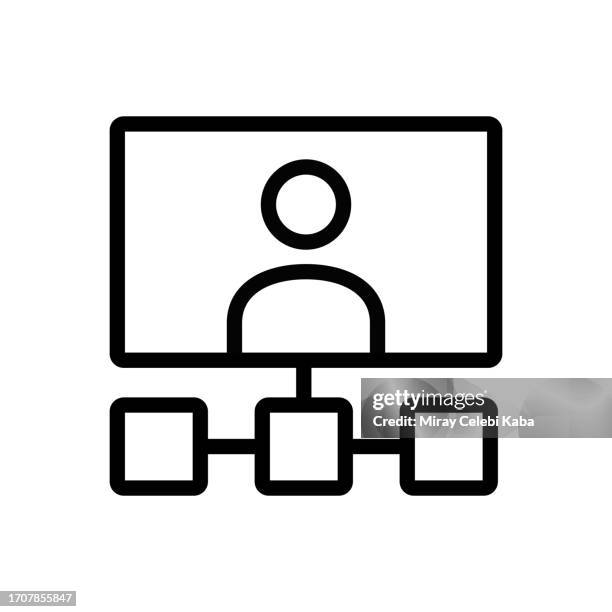 organization and flowchart line icon - org chart template stock illustrations