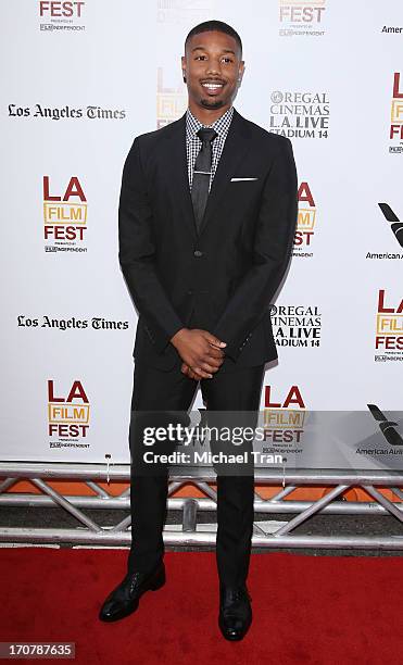 Michael B. Jordan arrives at the 2013 Los Angeles Film Festival "Fruitvale Station" premiere held at Regal Cinemas L.A. LIVE Stadium 14 on June 17,...