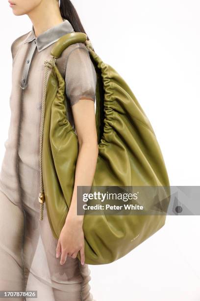 Model, bag detail, walks the runway during the Loewe Womenswear Spring/Summer 2024 show as part of Paris Fashion Week on September 29, 2023 in Paris,...