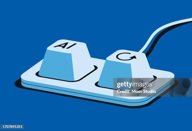 keyboard with two keys ai and repeat vector illustration - literature abstract stock illustrations