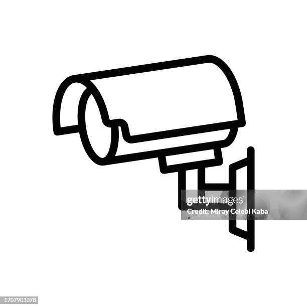 überwachungskamera-liniensymbol - überwachungskamera stock-grafiken, -clipart, -cartoons und -symbole