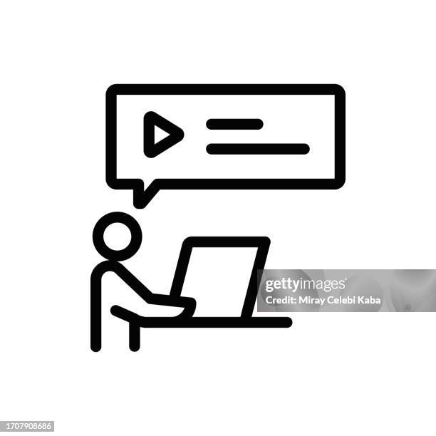 video conference line icon - man talking camera stock illustrations