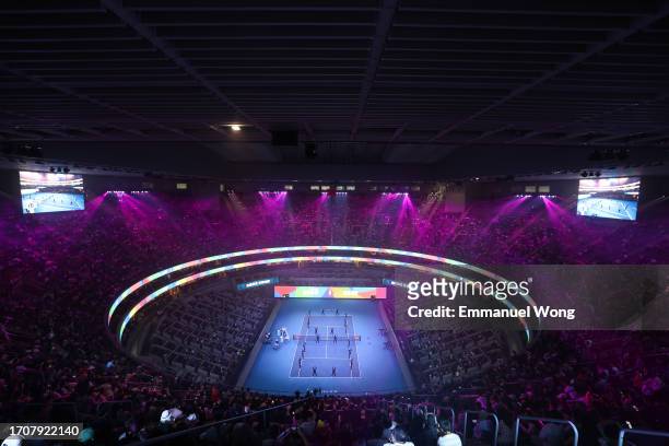 The General view of the opening ceremony of 2023 China Open at at National Tennis Center on September 29, 2023 in Beijing, China.