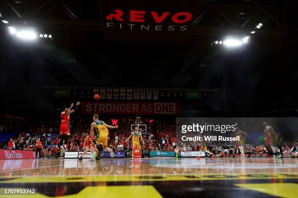 General view of play during the round one NBL match between Perth Wildcats and Tasmania Jackjumpers at RAC Arena, on September 29 in Perth, Australia.