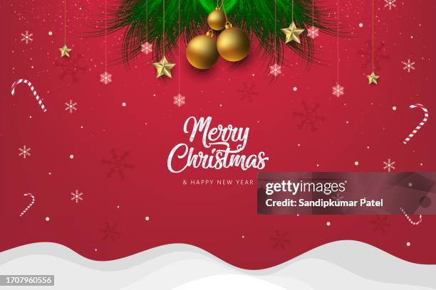 merry christmas & happy new year promotion poster or banner - christmas decoration stock illustrations