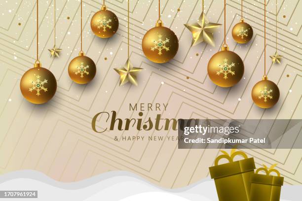 merry christmas banner template design with decorative christmas light bulb. - december 25 stock illustrations