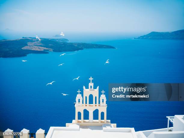 santorin, griechenland - ägäisches meer stock-fotos und bilder