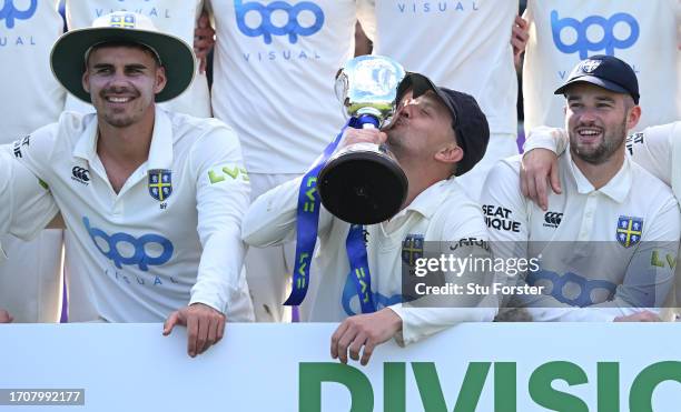 Durham captain Scott Borthwick and team mates celebrate the Second Division Title after the final day of the LV= Insurance County Championship...