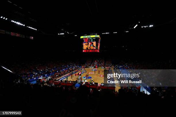 General view of play during the round one NBL match between Perth Wildcats and Tasmania Jackjumpers at RAC Arena, on September 29 in Perth, Australia.