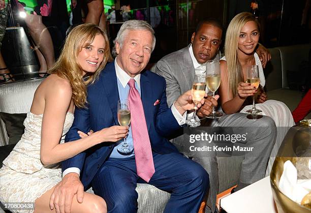 Ricki Noel Lander, Robert Kraft, Jay-Z and Beyonce attend The 40/40 Club 10 Year Anniversary Party at 40 / 40 Club on June 17, 2013 in New York City.