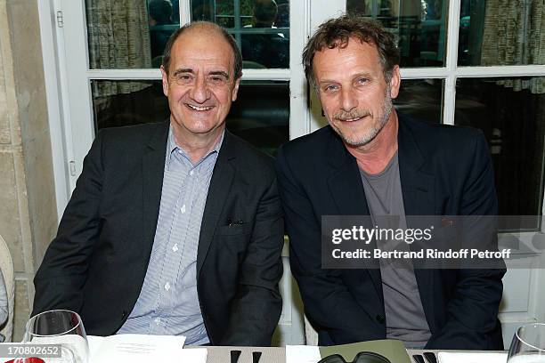 Jury members Pierre Lescure and Charles Berling attend the Jury of the Price of the Cultural Personality of the year portrait session at Hotel...